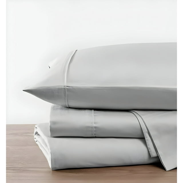 Kindlier 100% Organic Cotton Sheet Set – Deep Pocket Bedding Set Queen, Light Grey