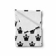 thumbnail image 2 of Crown Soft Flannel Fleece Blanket, Monochromatic Style Layout of Repeating Elements Authority Symbol Leader, Cozy Plush for Indoor and Outdoor Use, 70" x 90", Charcoal Grey and White, by Ambesonne, 2 of 6