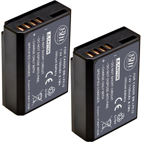 2-Pack of -E10 Batteries for Canon EOS Rebel T3, T5, T6, T7, T100, Kiss X50, Kiss X70, EOS 1100D, EOS 1200D, EOS 1300D, EOS 2000D, EOS 4000D Digital Camera