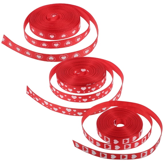 FRCOLOR  3 Rolls Candy Heart Craft Ribbon Anniversary Valentine Love