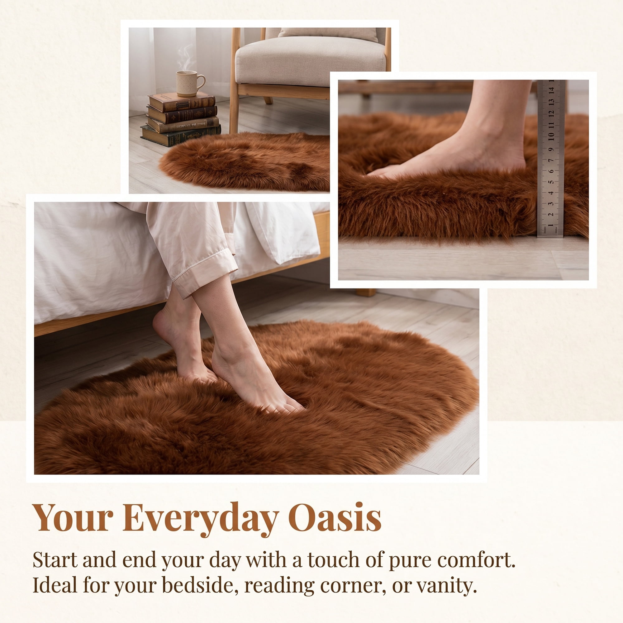 Unique Bargains Shaggy Area Rug Ultra Fluffy Non-Slip Fuzzy Carpet 35" x 24" Brown