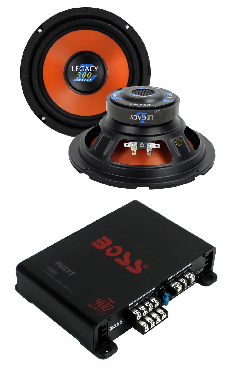 2) New Legacy LWF8X 8" 600W Car Subwoofers + Boss R1004 400W 4Channel