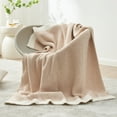 thumbnail image 4 of Snuggle Sac Ultra Soft Blanket Twin Size, Ultra Soft Microfiber Knitted Blanket Cozy Warm Blankets, Heather Beige, 60x80 inches, 4 of 6