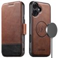 thumbnail image 2 of ELEHOLD Case for iPhone 16 Plus, Magnetic Leather Wallet Phone Case with Stand,Brown, 2 of 6