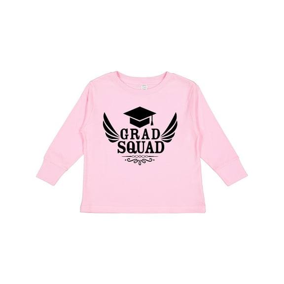 Inktastic Grad Squad with Graduation Cap and Wings Boys or Girls Long Sleeve Toddler T-Shirt