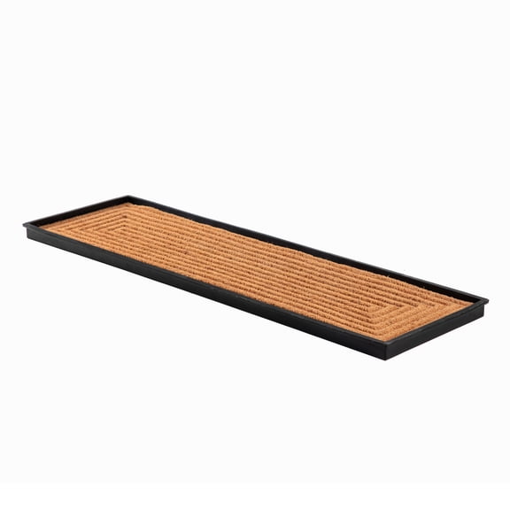 Natural & Recycled Rubber Boot Tray with Rectangle Embossed Coir Insert