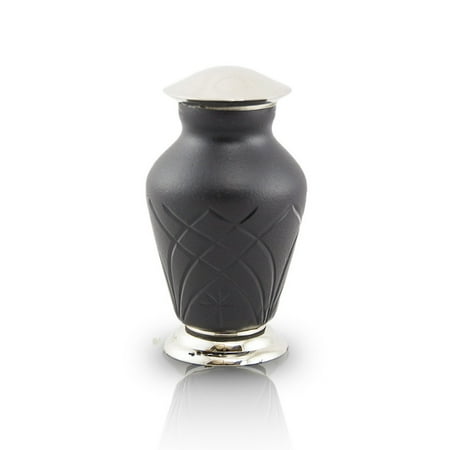 glass cremation urn keepsake small 3 pounds black engraving