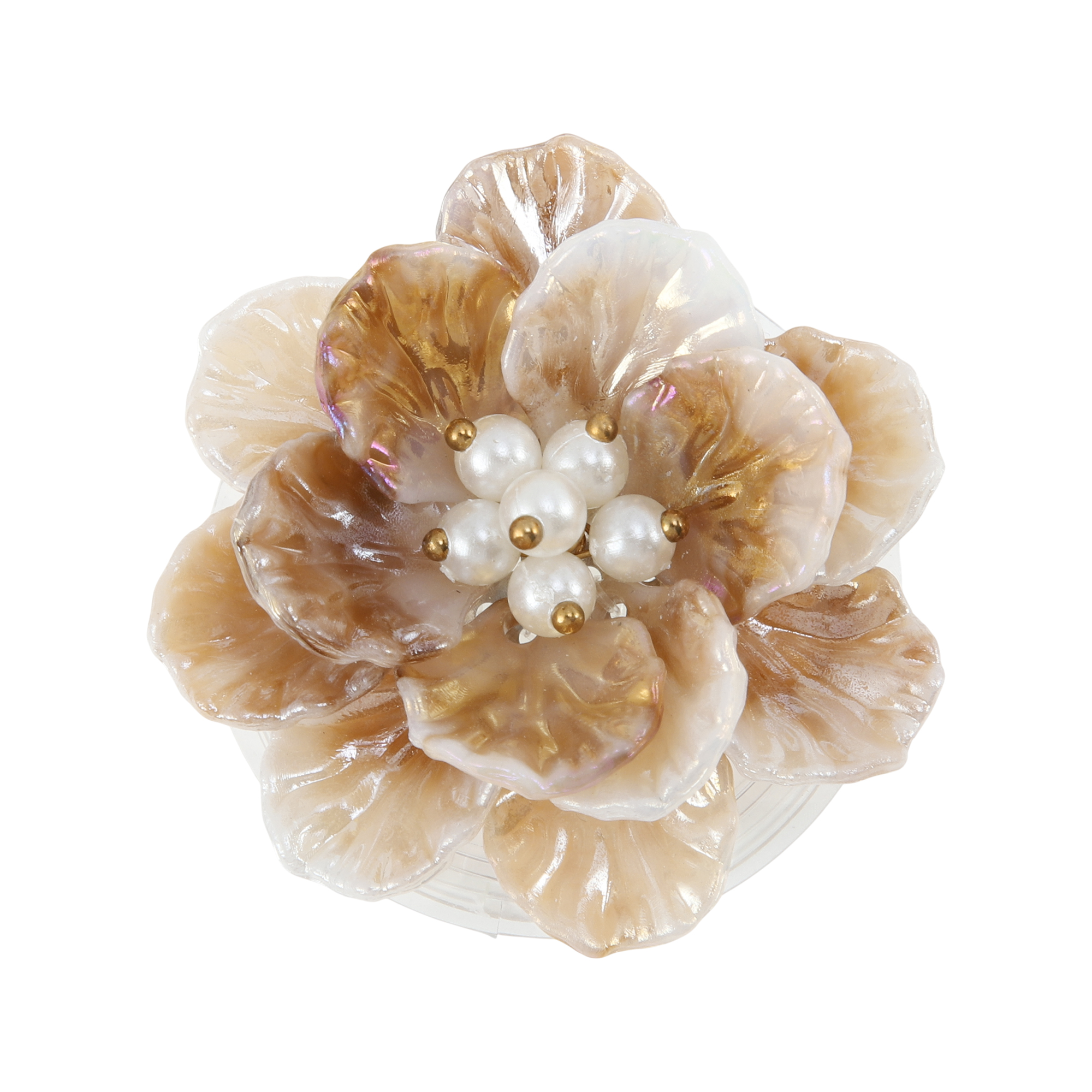 Unique Bargains Shell Flower Phone Grip 1 Pc Brown White