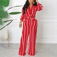 thumbnail image 2 of Ashirexll Womens Winter Sets, Outfits for Women, Fall and Winter Casual Stripe Long Sleeve Lapel Button Top and Pocket Pants Two Piece Set, 2 of 6