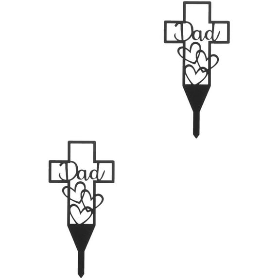 2 Count Garden Plugin Cemetery Flowers for Grave Stake Memorial Ornaments Outdoor Father Black