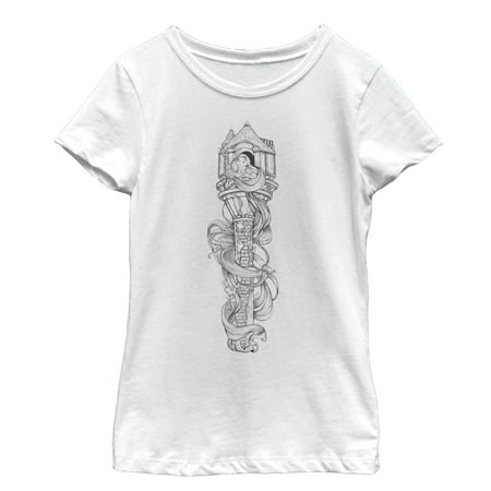 Girl's Tangled Hair Tower Graphic Tee White X Large