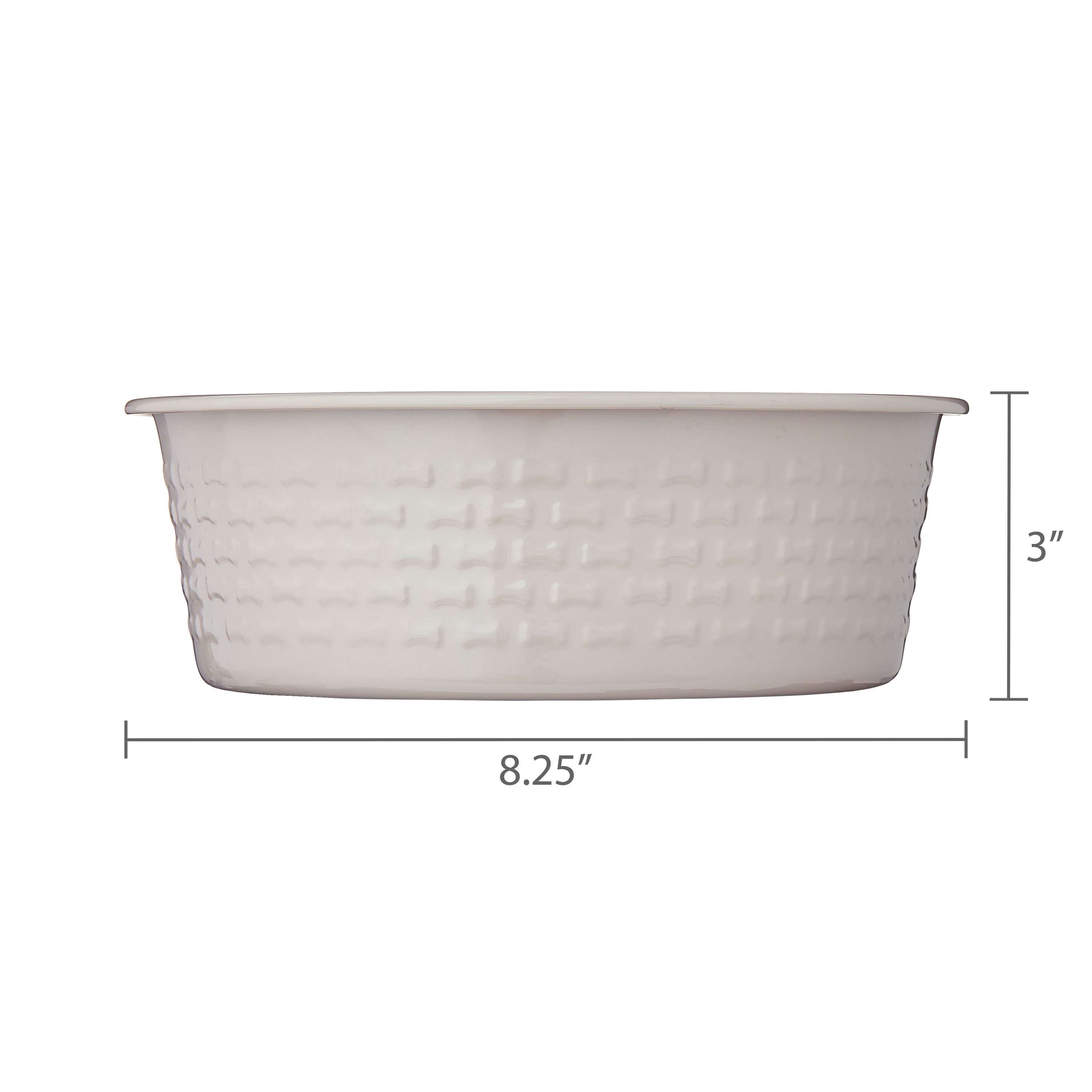 Vibrant Life Large Stainless Steel Embossed Dog Bowl, Off-White Bones