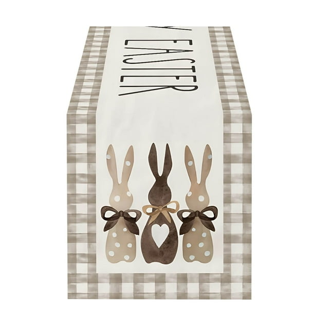 Dsscvnef Easter Table Flag Holiday Bunny Egg Little Printed Linen Tablecloth Easter Home Decorations Easter Quilted Table Patterns Lace Table Runners 36 Inches
