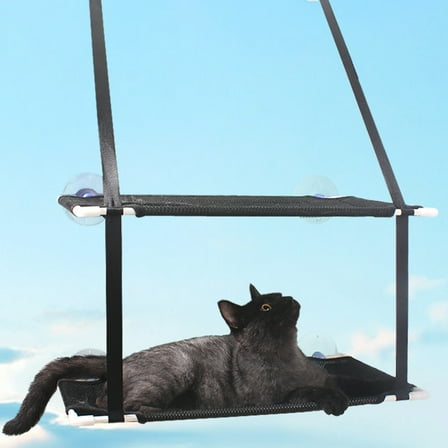 BEYCED Two-Tier Cat Hammock Window Mounted Cat Perch Set with Suction Cups, Black