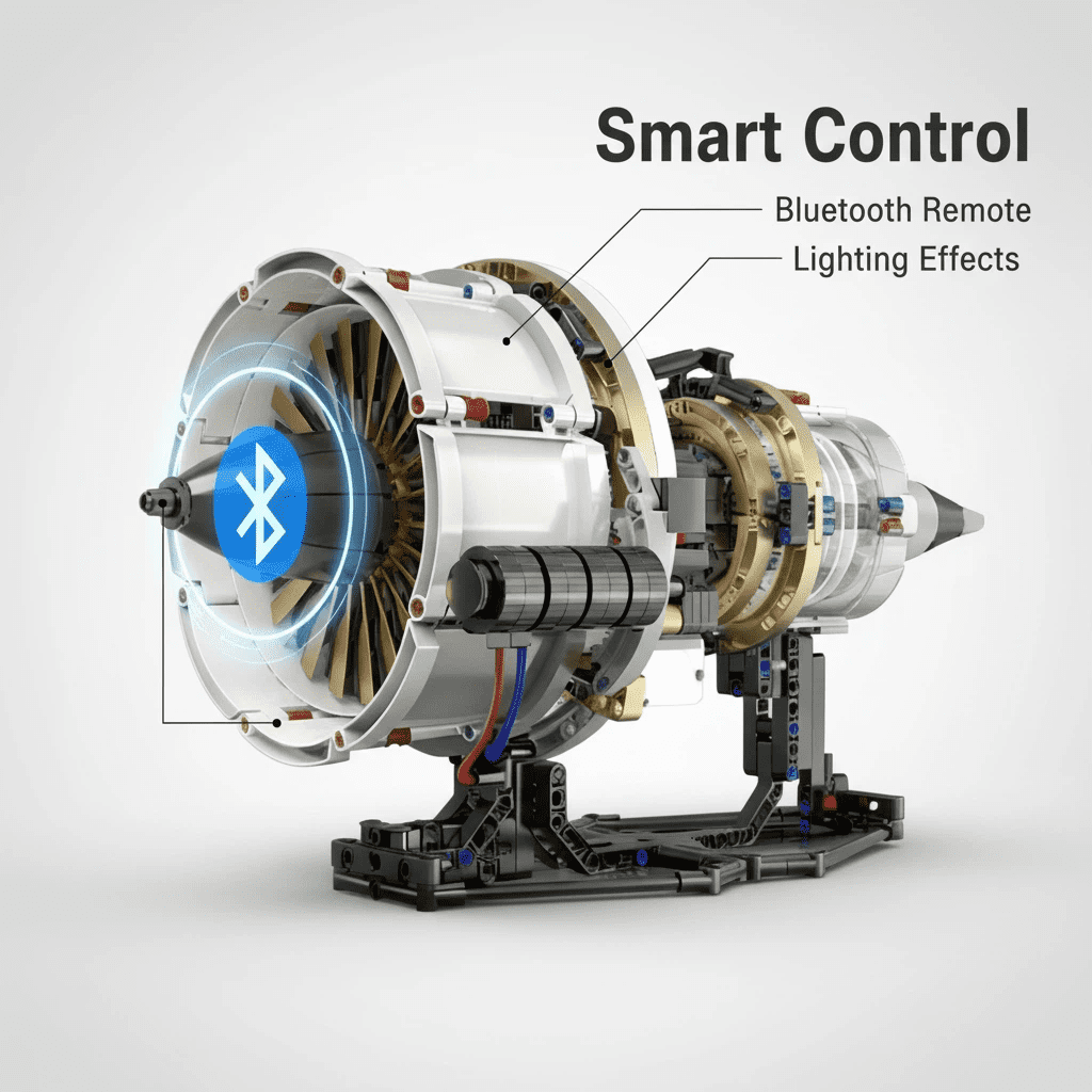 V8 Engine Kit That Work, Visible Car Engine Model Kit with Motor and Lights, Build Your Own Car Engine Kit with App Control Kit, STEM Project for Kids Adults 14+