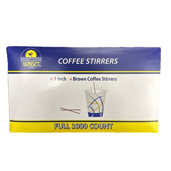 Sunset Brands 7 inch Brown Coffee Stirrers 1000 Pack