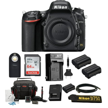Nikon D750 FX-format Digital SLR Camera (Body Only) with 64 GB Deluxe Accessory