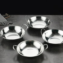 Minkissy  Silver Stainless Steel Griddle Pan Induction Cooker Hot Pot Making Meat Stewing 1Set