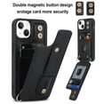 thumbnail image 6 of for iPhone 15 Case with Card Holder Crossbody Lanyard Strap Leather Wallet Case with Magnetic Clasp Kickstand Heavy Duty Protective Back Flip Phone Cover for Women,Black, 6 of 8