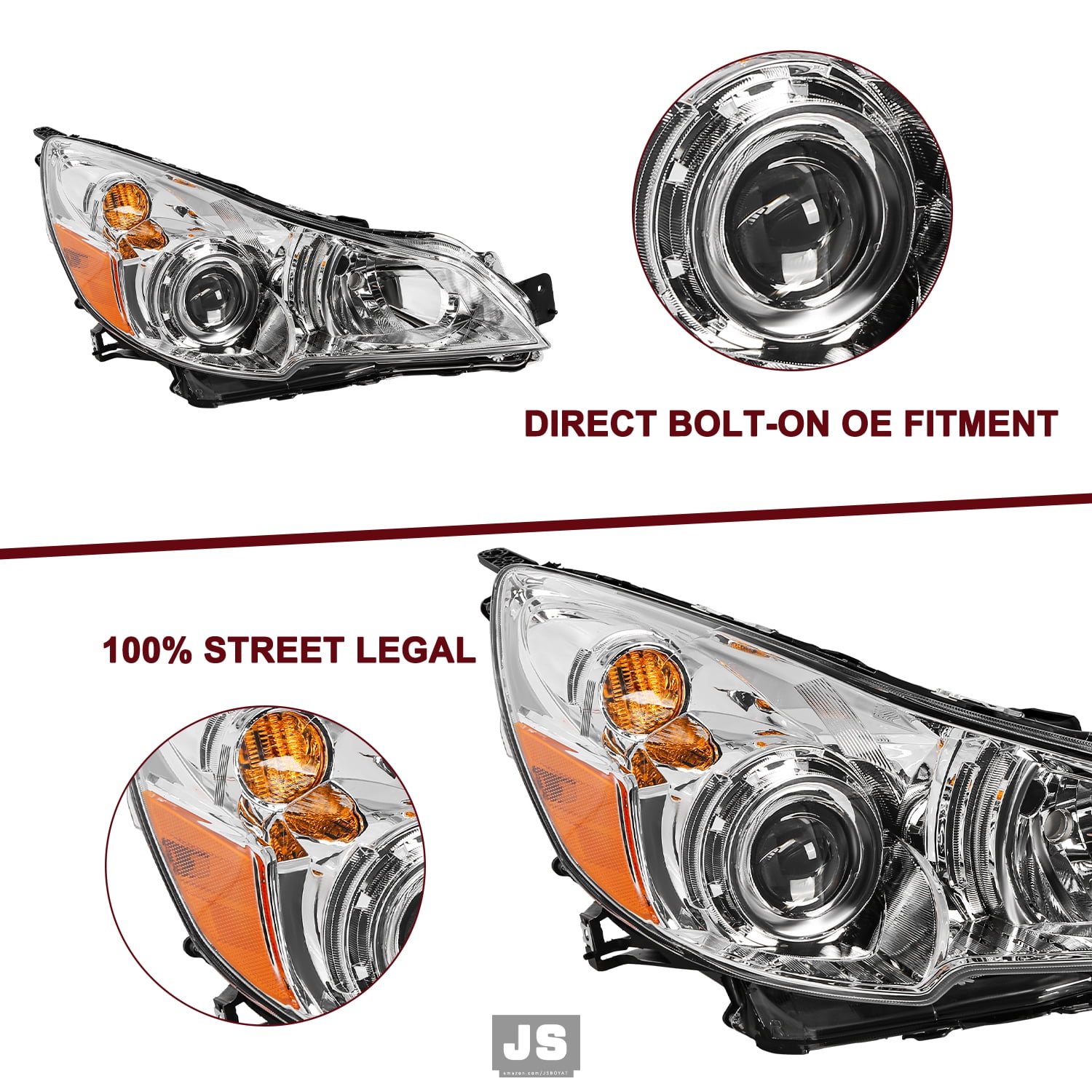 For 2010 2011 2012 Subaru Legacy/Outback Chrome Headlight Headlamp Right Side