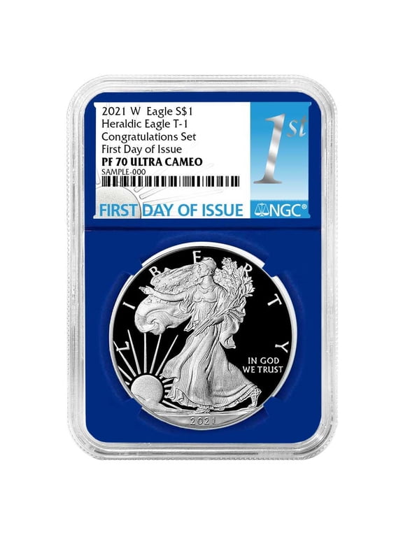 2021-W Proof $1 Type 1 American Silver Eagle Congratulations Set NGC PF70UC FDI First Label Blue Core