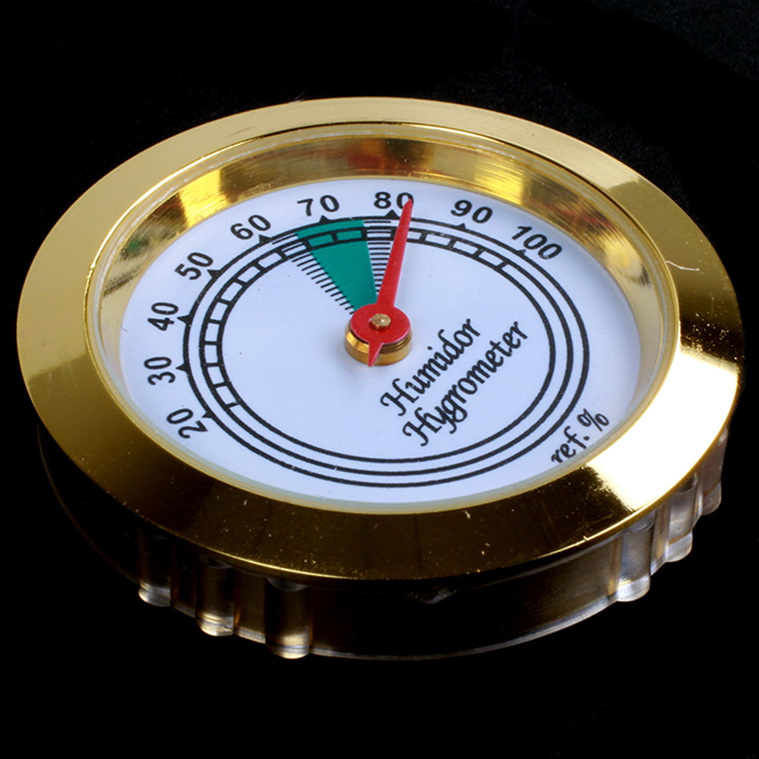Calibrate-able Gold Frame Electronic Hygrometer For Cigar Humidor Diameter Face 
