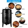 thumbnail image 7 of SOPTY Charcoal Smoker 3-in-1 Outdoor, Portable Charcoal BBQ Grill with Smoker Combo, Built-in Thermometer and Air Vent, 2 Layers Vertical Steel Charcoal Smoker for Outdoor Cooking Camping, Black, 7 of 7