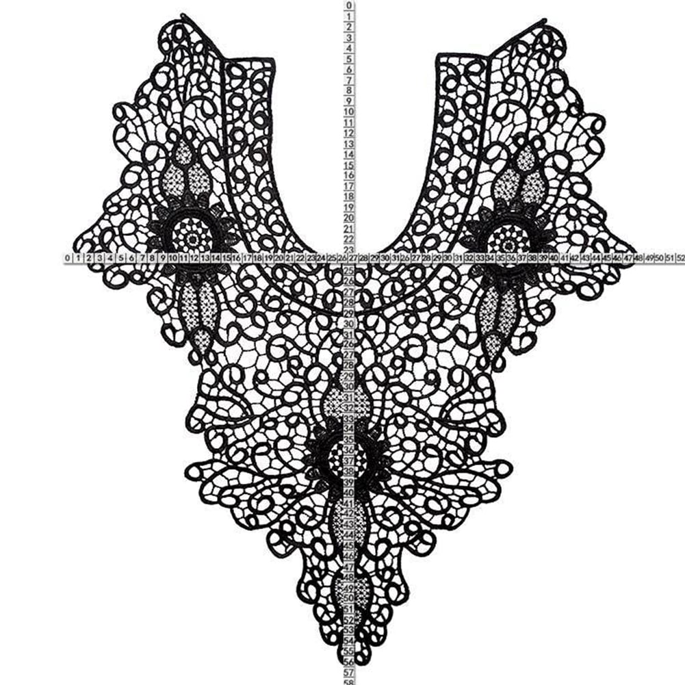 Yesbay Floral Collar Embroidery Lace Neckline Wedding Dress DIY Sewing Applique Patch,Red