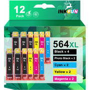 564 Ink Replacement for HP Ink 564 for HP 564XL 564 Ink Cartridges for Printers HP Deskjet 3500 3520 3522 Photosmart 5510 6520 5520 6510 7520 (Black Photo-Black Cyan Magenta Yellow, 12 Pack)