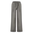 thumbnail image 4 of Zimjoy Men's Cotton Linen Pants Oversized Loose Straight Leg Pants Textured Drawstring Summer Beach Trousers with Large Pockets,Light Gray L, 4 of 6