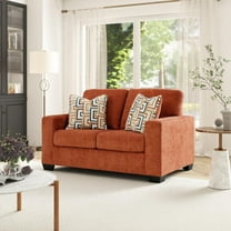Roundhill Furniture Amoria Contemporary Plush Loveseat with Accent Pillows, Rust Terra Chenille Upholstery
