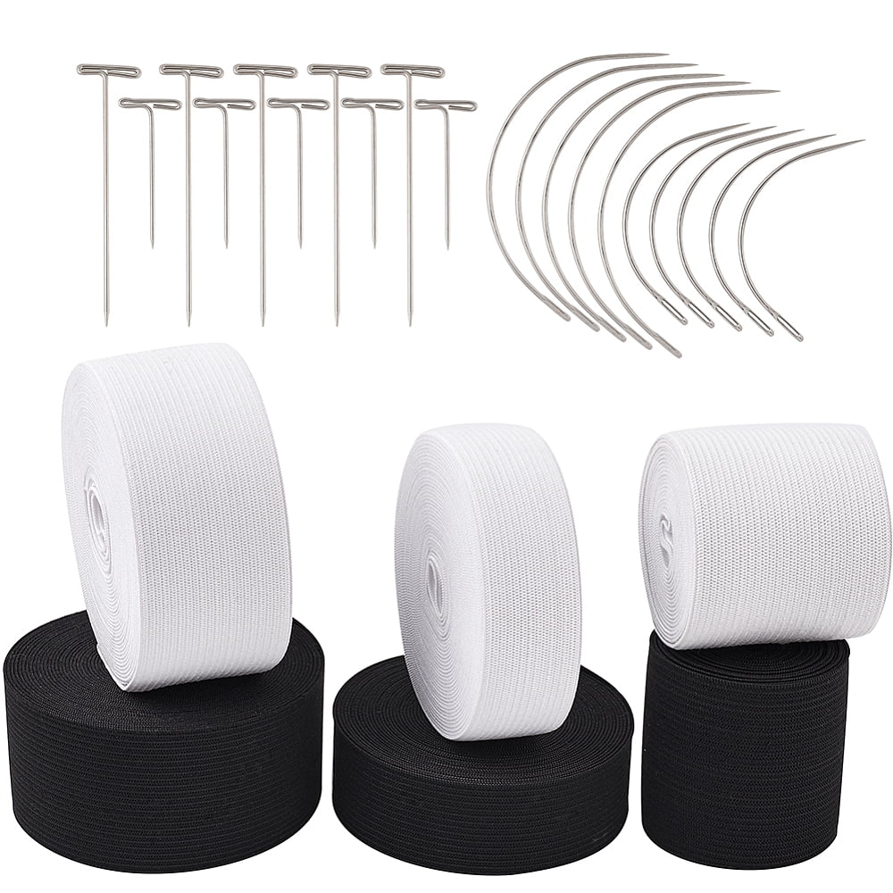 1Set DIY Jewelry with Flat Elastic Rubber Cord/Band Iron C-shaped Curved Needles and T-shape Steel Needles Mixed Color 25~50mm