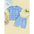 thumbnail image 3 of Elippeo 2Pcs Baby Boy Summer Outfits 3 6 12 18 24 Months 3 Years Short Sleeve Tree/Gesture Print T-Shirt + Shorts Set Toddler Clothes, 3 of 9