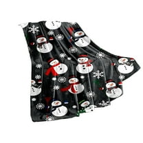 EWASWON Christmas Flannel Throw Blanket - Double Sided Velvet, Gray with Snowflake Santa, 27.5x39.3in - Cozy for Nap, Sofa, Holiday Gift