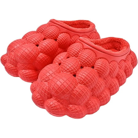 

PIKADINGNIS Unisex Massage Bubble Slides Non-Slip Novelty Winter Plush Lining Slippers Indoor Outdoor