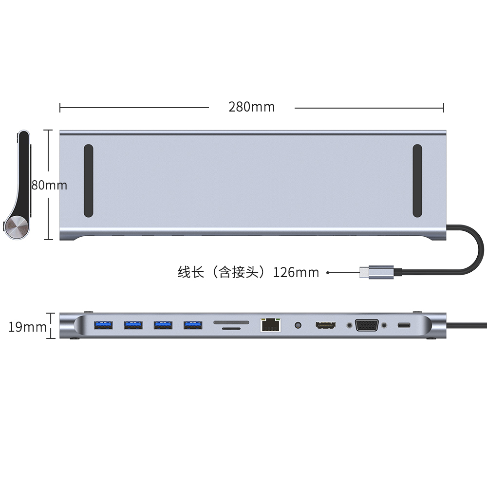 USB C Docking Station Dual Monitor, 11 in 1 Laptop Docking Station MacBook/Windows, USB C Hub Multiport Adapter with 4K, VGA, USB 2.0/3.0, PD 100W, Ethernet, SD/TF Slots, Audio/Mic