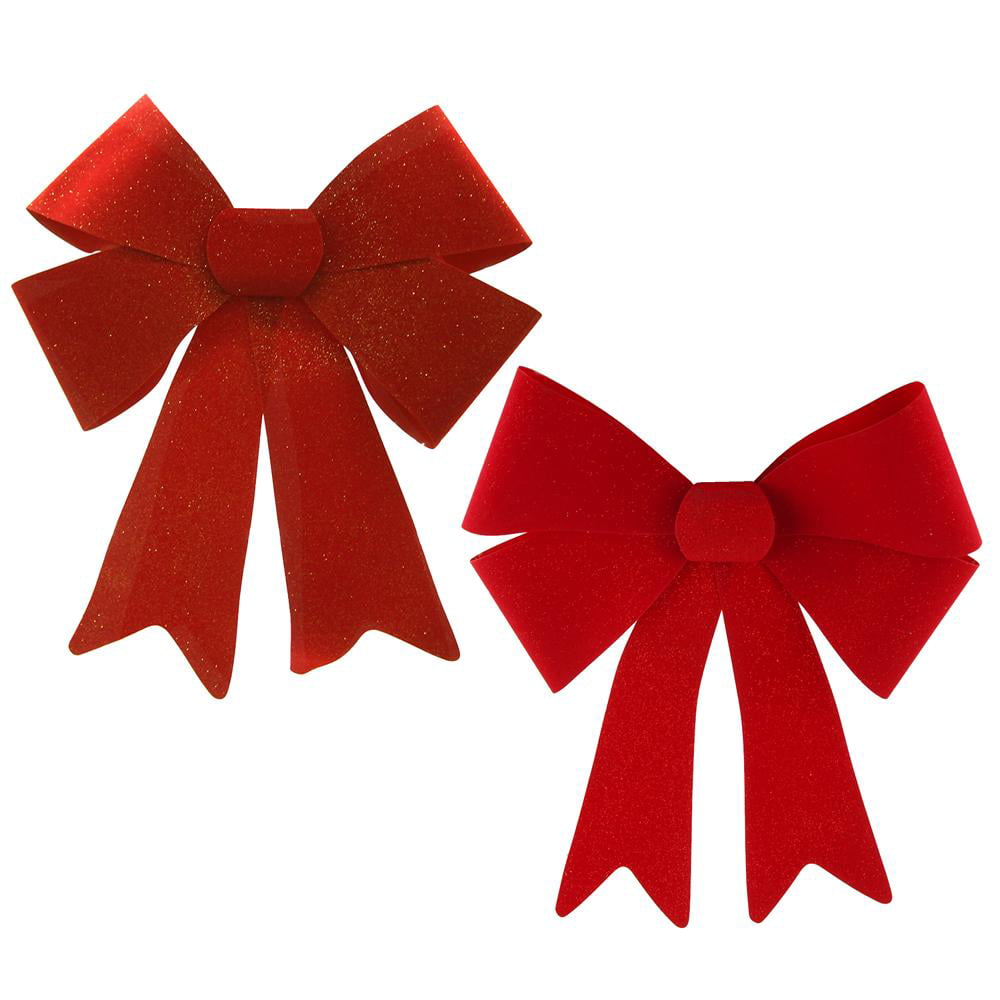 Christmas Velvet Large Bows with Glitters, Red, 22-Inch, 2-Piece ...