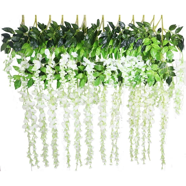 Coolmde 12 Pack 1 Piece 3.6 Feet Artificial Fake Wisteria Vine Ratta