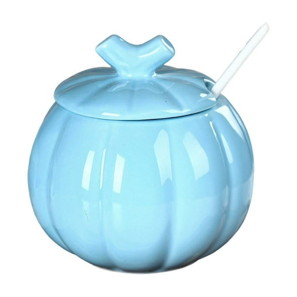 Pisexur Batería de cocina Recipiente de cerámica con forma de calabaza, resistente a altas temperaturas, para té, especias, sopa, con tapa y cuchara. para la cocina del hogar