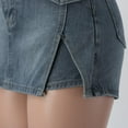 thumbnail image 4 of Womens Skirts Low Waist Cargo Skirt Women Button Mini Cargo Denim with Pocket Womens Summer Clothes Blue L, 4 of 4