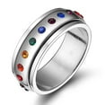 thumbnail image 2 of Bague Alliance de Promesse et d'Engagement Arc-en-Ciel en Cristal Cercle Rond, 2 of 4