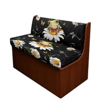 FOR U DESIGNS Frog Daisy Marble Print 2 Pcs RV Dinette Cushion Covers Elastic Camper Seat Covers Dinette Booth Stretch Loveseat Sofa Chair Cover Furniture Protector for RV Camper Car Bench