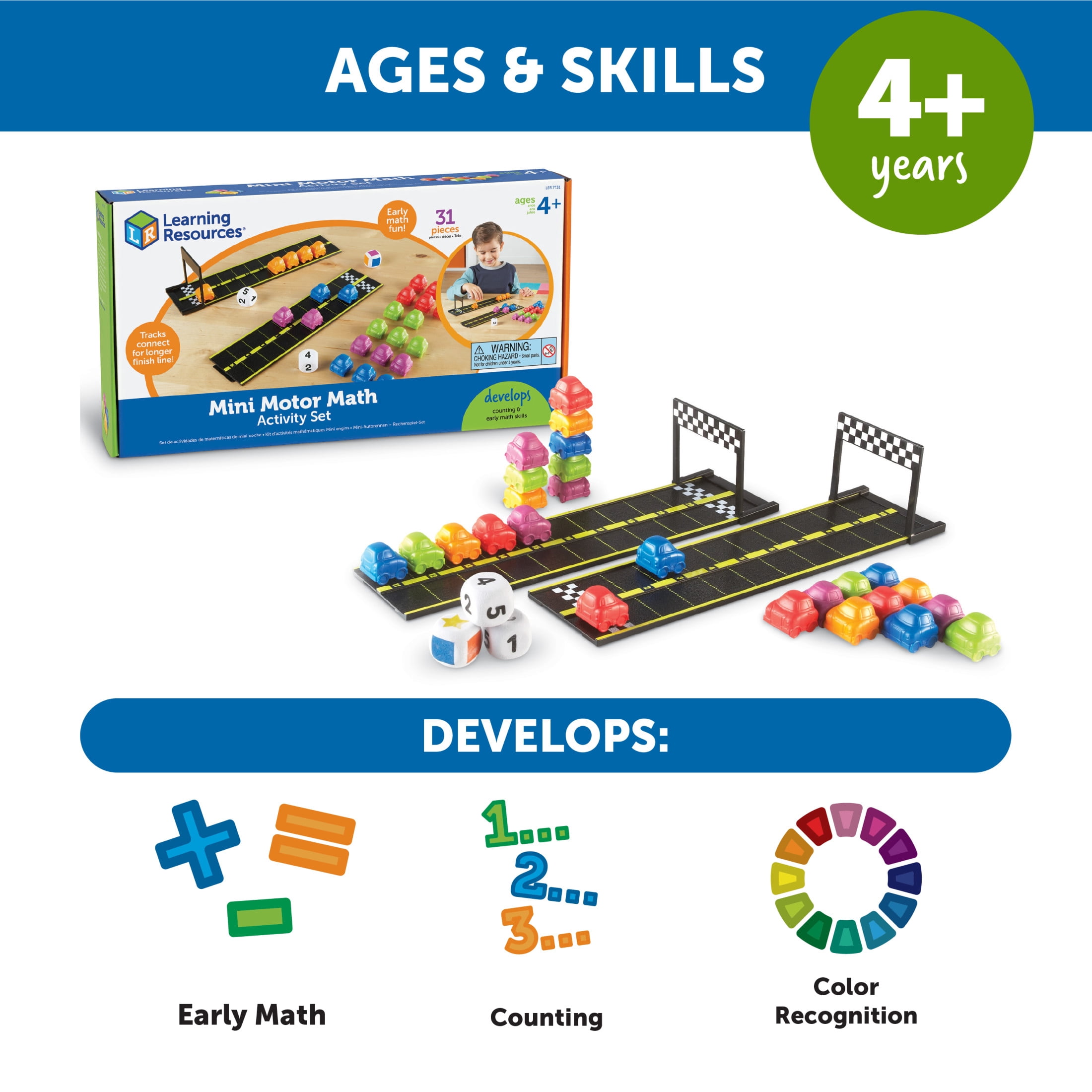Learning Resources Mini Motor Math Activity Set, Preschool Math Toys,  Ages 4+