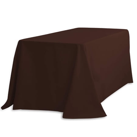 LTc LINENS Tablecloth 90 x 156-Inch Rectangular Polyester Tablecloth with Rounded corners, chocolate, (90156-010127)