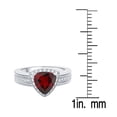 thumbnail image 3 of V3 Jewelry 925 Sterling Silver with Trillion Shape Natural Garnet and White Topaz Halo Ring for Women, 3 of 4