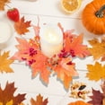 thumbnail image 3 of Taotanxi Pumpkins Candle Rings Wreaths Fall Candle Rings HalloweenThanksgiving Day Ring Holder with Maple Leaves Wreath Mini Autumn Artificial for Wedding,Door Tabletop Decoration, 3 of 7
