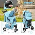 thumbnail image 5 of Pet Stroller for Small Dogs 10 lbs, Dog Stroller for Medium Dogs 30 lbs, Cat Strollers for 2 Cats, 3 Wheels Foldable Jogger Puppy Stroller with Storage Basket and Cup Holder, Mint, 5 of 14