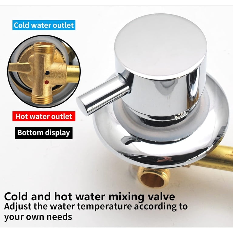 3-Handle Thermostatic Shower Mixer Valve - Brass Faucet For Bathtub & Shower Panel, 2/3/4/5 Way Diverter, G1/2 Thread