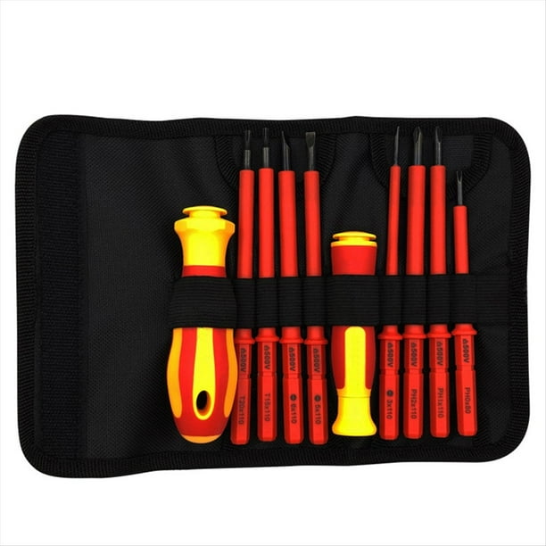Juego de Destornilladores Aislados, de Flor de Ciruelo, Cabeza , Bolsa, Mantenimiento del Hogar, Tornillos Antieléctricos para Electricistas