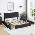 thumbnail image 4 of VECELO Full Size Bed Frame with 4 Storage Drawers, Modern Upholstered Platform Bed Frame with Adjustable Headboard, No Box Spring Needed, Black, 4 of 11